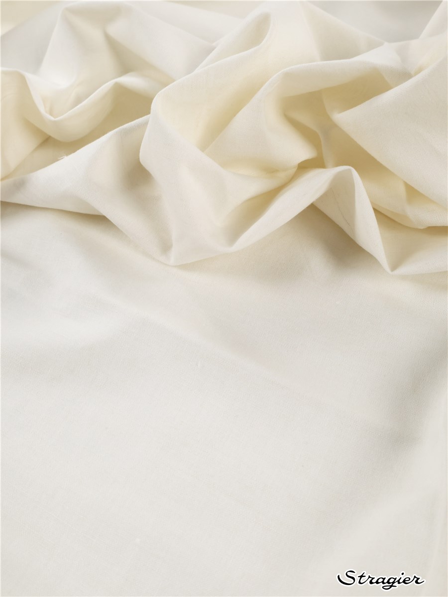 Percale de Lin- Ivoire naturel - 240 cm-Défauts plis marqué et lignes foncées transversales