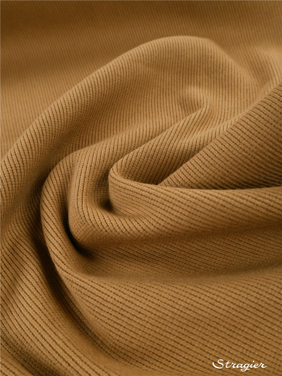 Organic Cotton Knitted Ribbing 2x2 - stretch - Plain - Camel 1