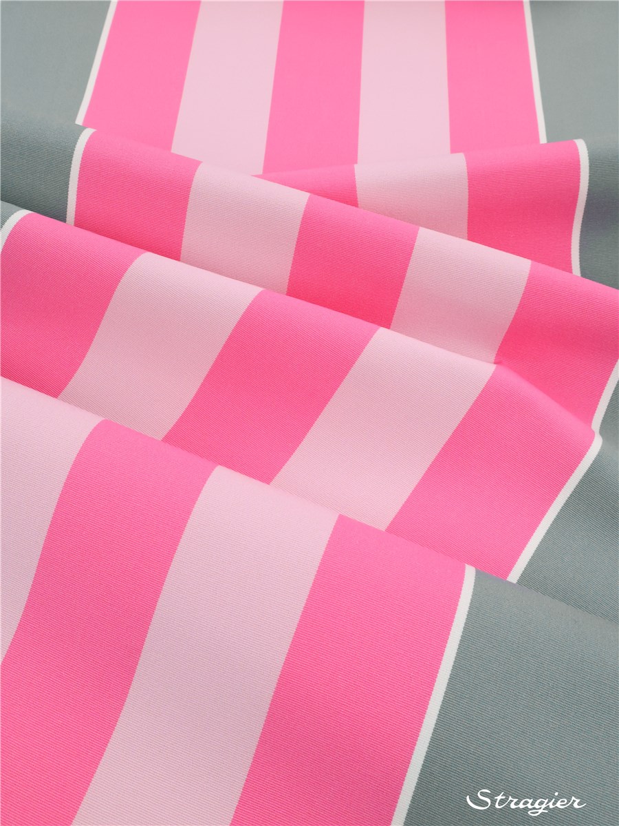 Toile Transat - Rayures 5,5cm - Rose clair - Rose Confetti