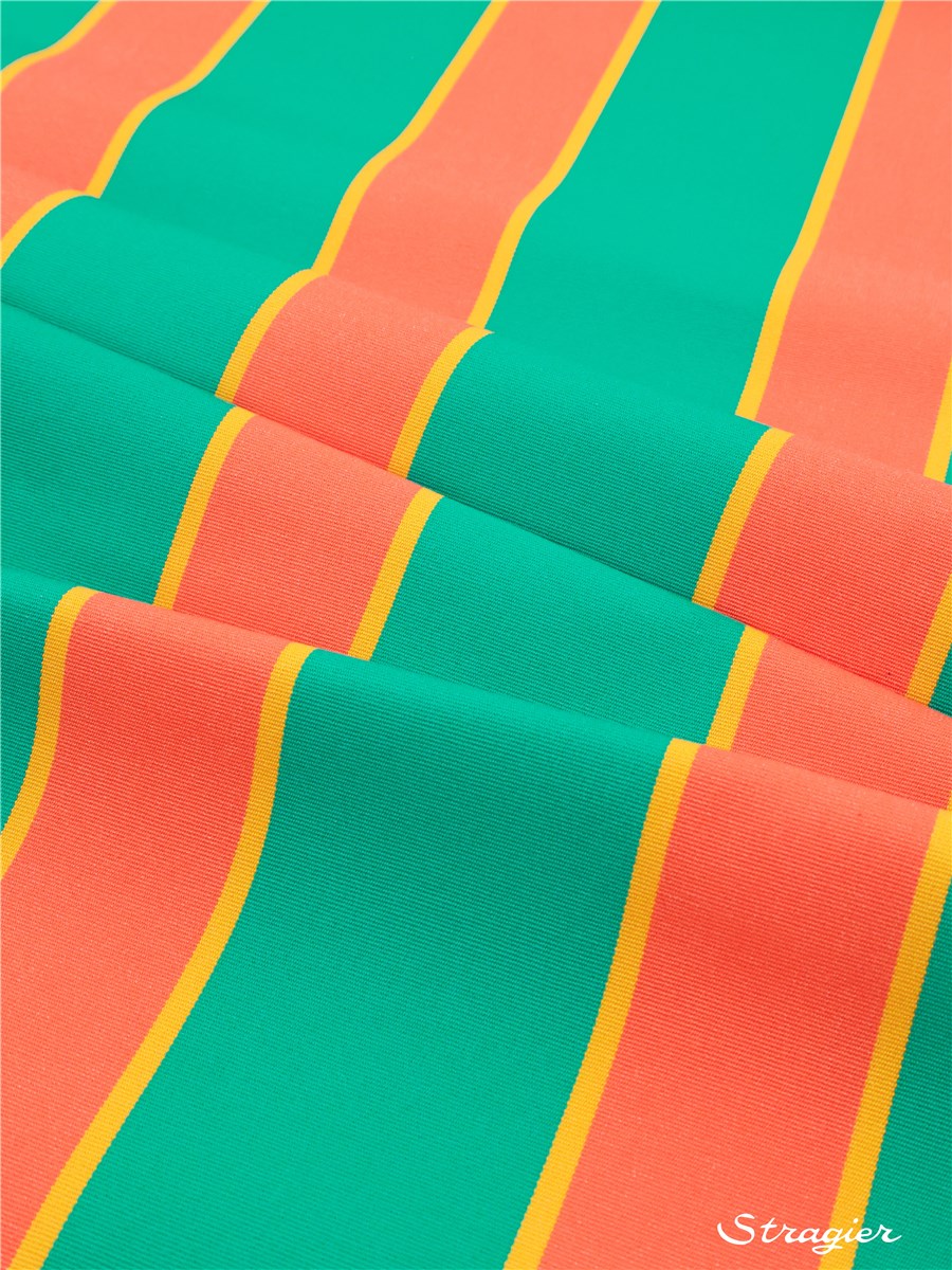 Toile Transat - Rayures 5-50-75mm - Vert Menthe - Orange 