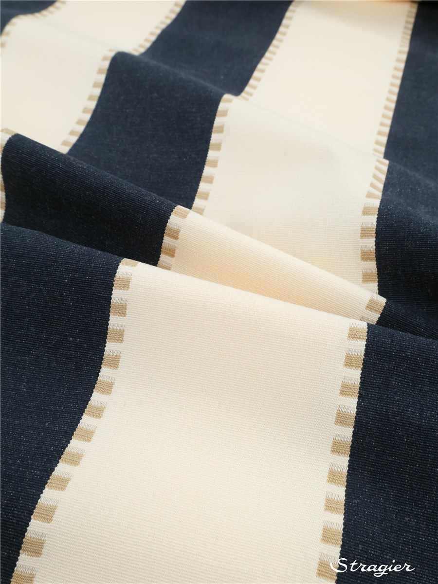 Toile Transat - Rayures 8-10cm - Marine-Blanc