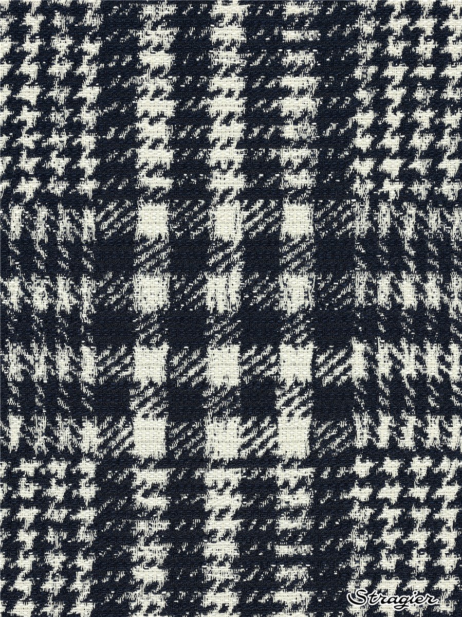 Cotton Cloth - stretch - Grand Prince de Galles - Marine-écru