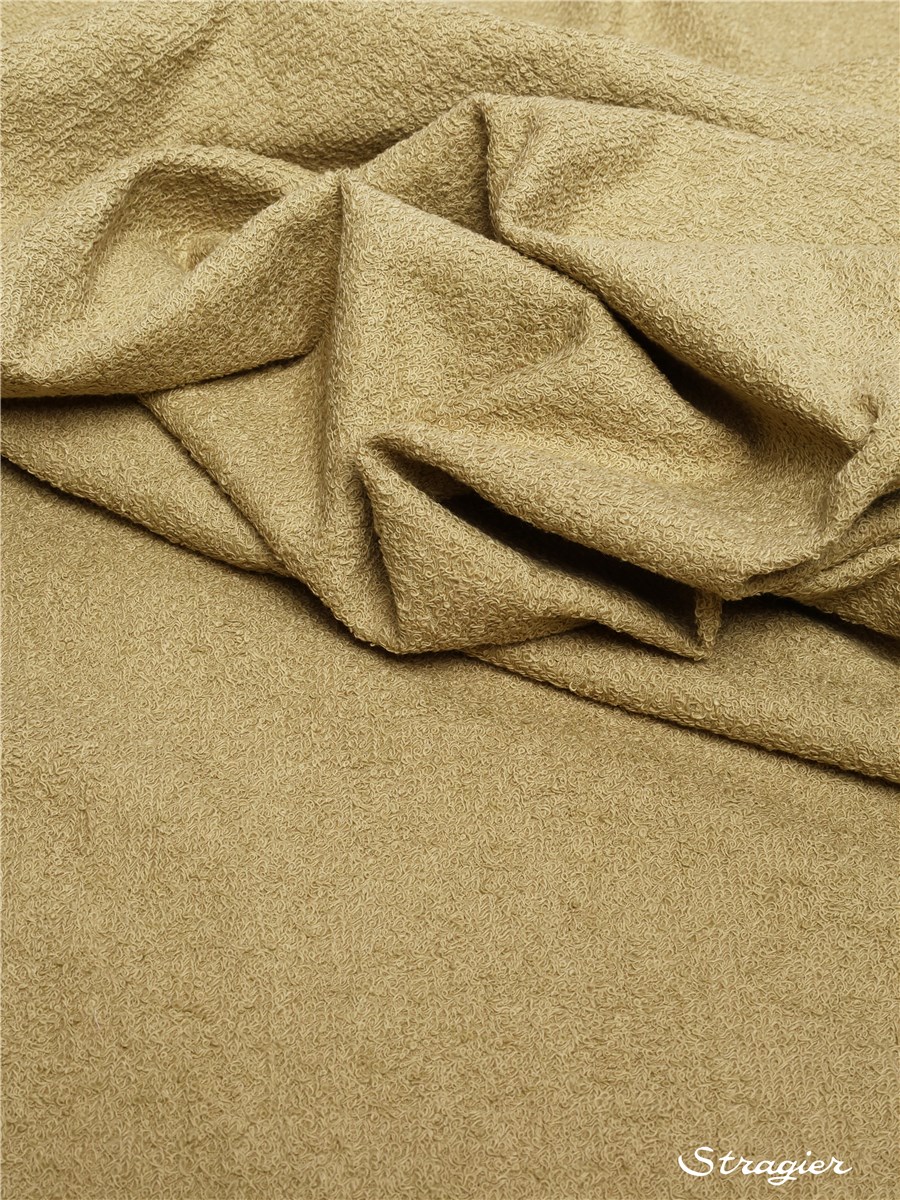 Tissu Eponge Coton - simple face - Uni - Kaki clair 