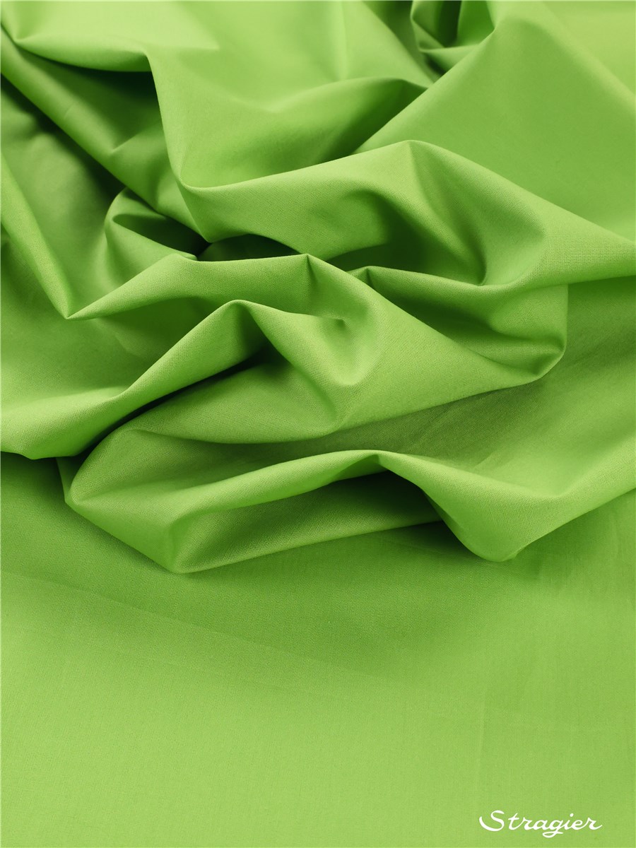 Popeline extensible - Uni - Vert Pomme