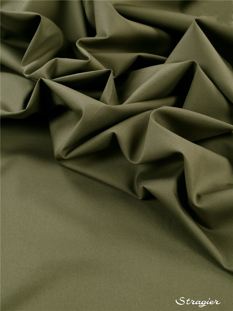 Popeline extensible - Uni - Kaki