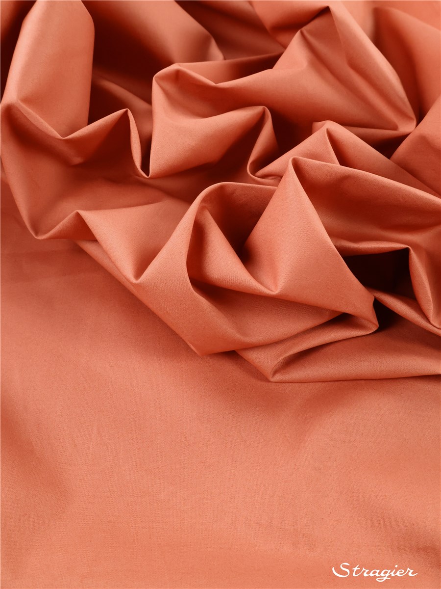 Popeline extensible - Uni - Terracotta