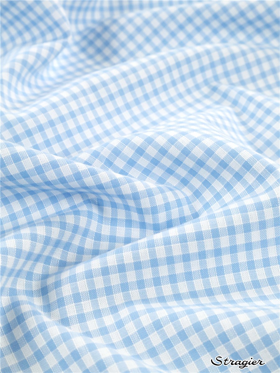 Coton Suisse - Vichy 3mm - Bleu Ciel - blanc