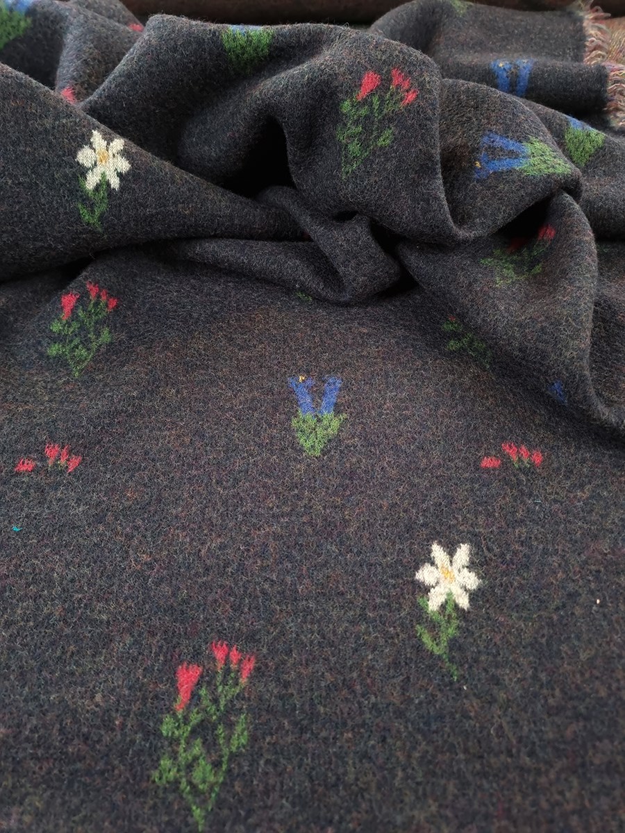 Boiled Merino Wool - Jacquard - Edelweiss - Gentiane