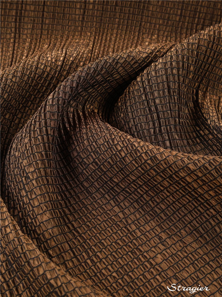 Seersucker - soyeux - Smocks 5mm - Havane-Noir
