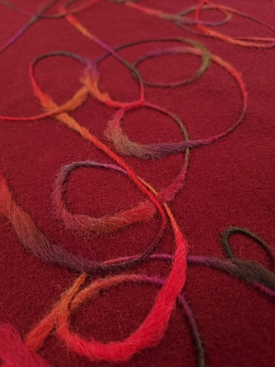 Boiled Merino Wool - Tuft - Loops - Bordeaux-Cerise