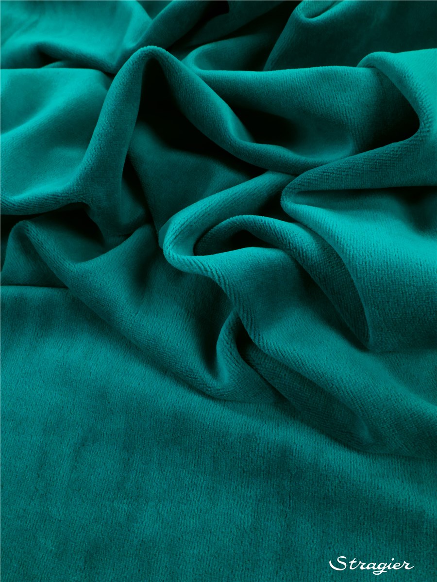 Jersey Velours Nicki - Uni - Bleu Canard