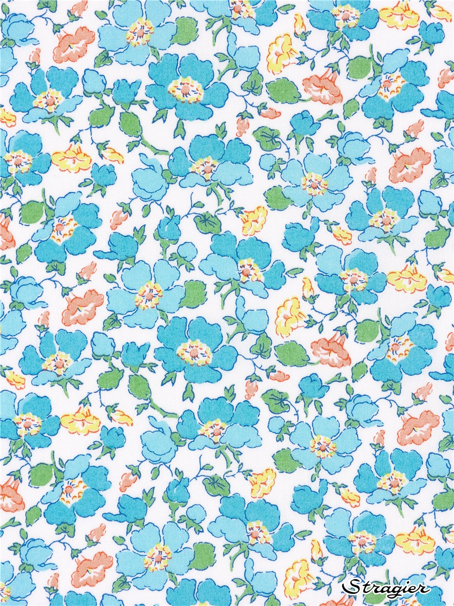 Liberty Tana Lawn - Mrs Stoneley - Bleu Cyan 