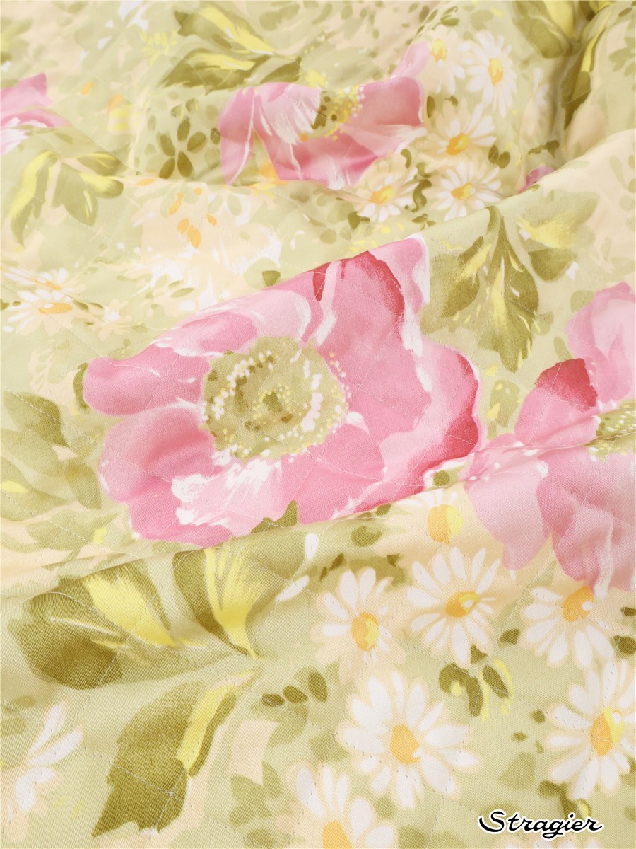 Matelassé Coton - Primavera - Pastel-Tilleul - défaut plis marqué - Prix réduit