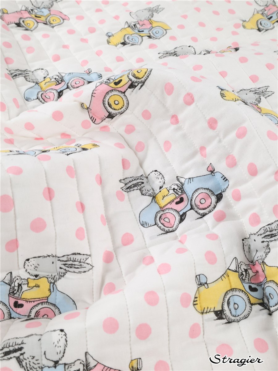 Matelassé Coton - Lapinot - Rose - en 55cm