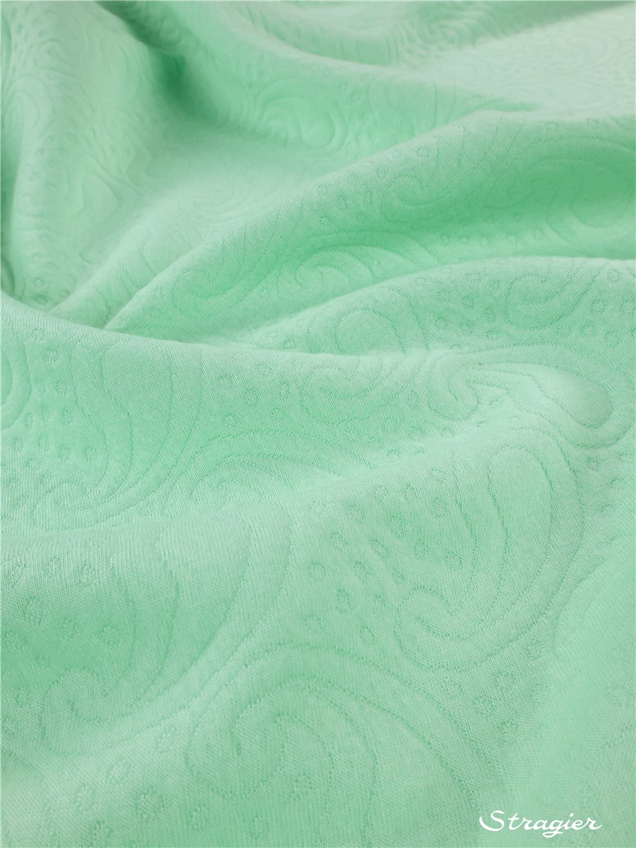 Jersey matelassé - fin - Paisley - Vert d'eau - défaut plis marqué - Prix réduit