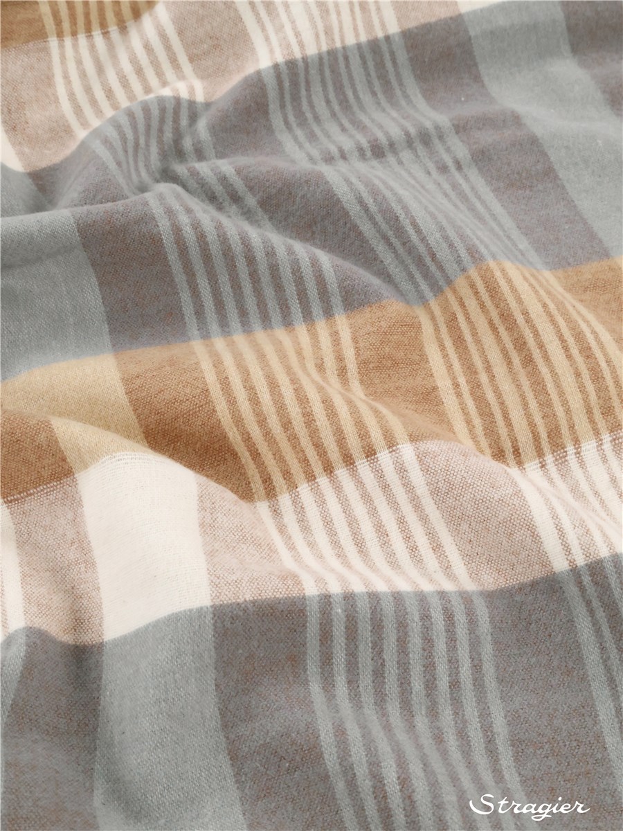 Flanelle de Coton - 013568 - Bleu Nuage-Beige - défaut plis marqué - Prix réduit