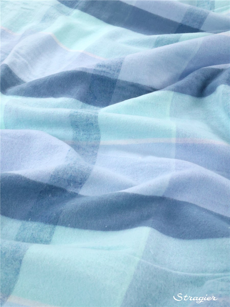 Cotton Flannel - Carreaux - Ciel-Menthe