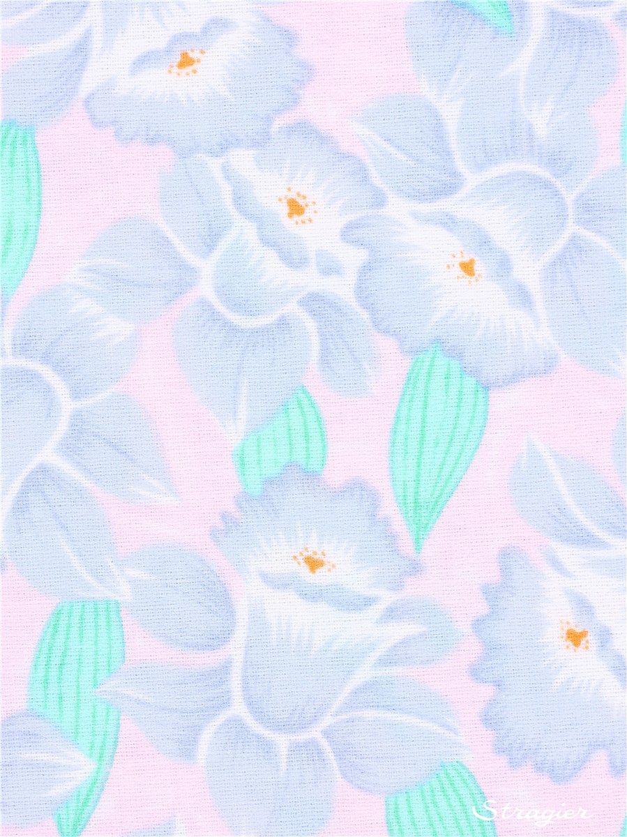 Flanelle de Coton - Agapanthe - Pervenche - Rose Perle - défaut plis marqué - Prix Réduit