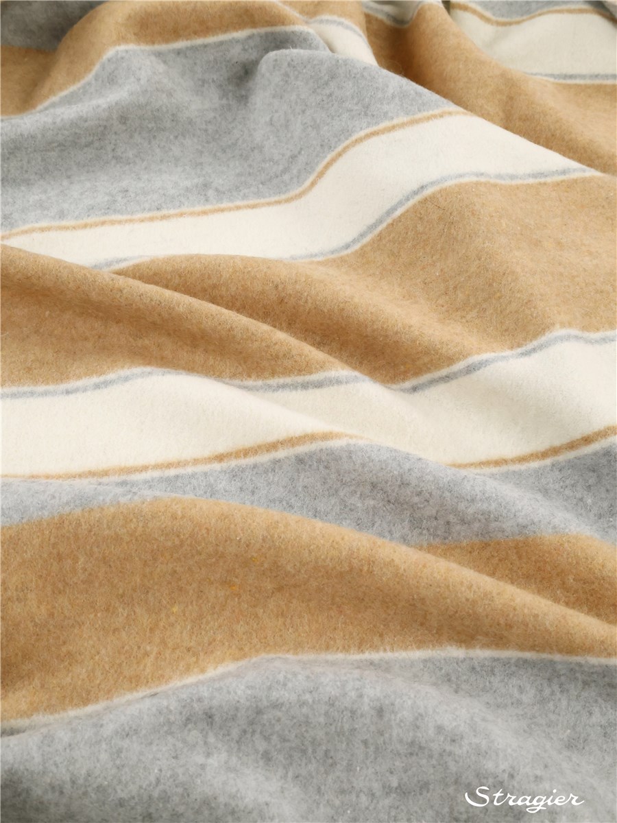 Cotton Flannel - Rayures - Beige - Bleu grisé