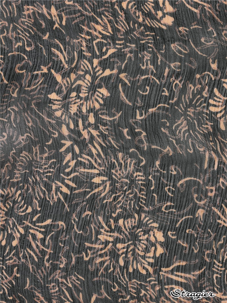 Silk Chiffon - Crepon - Gil - Noir-Camel