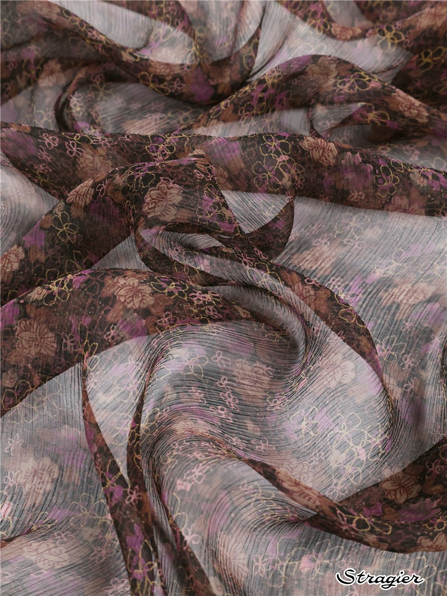 Mousseline de Soie crépon - Millena - Prune 