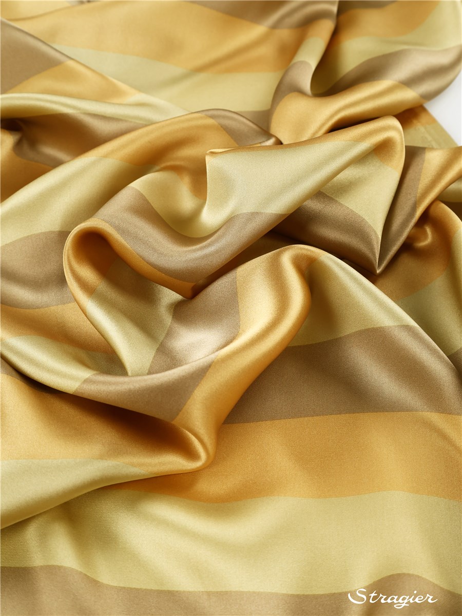 Satin de Soie - Rayures 40mm - Camel-Saule 