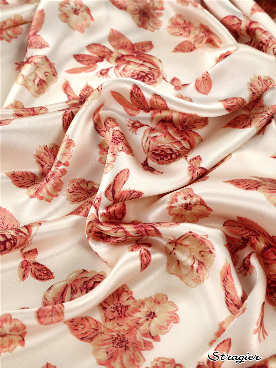 Satin de Soie - Serena - Terracotta-Ivoire 