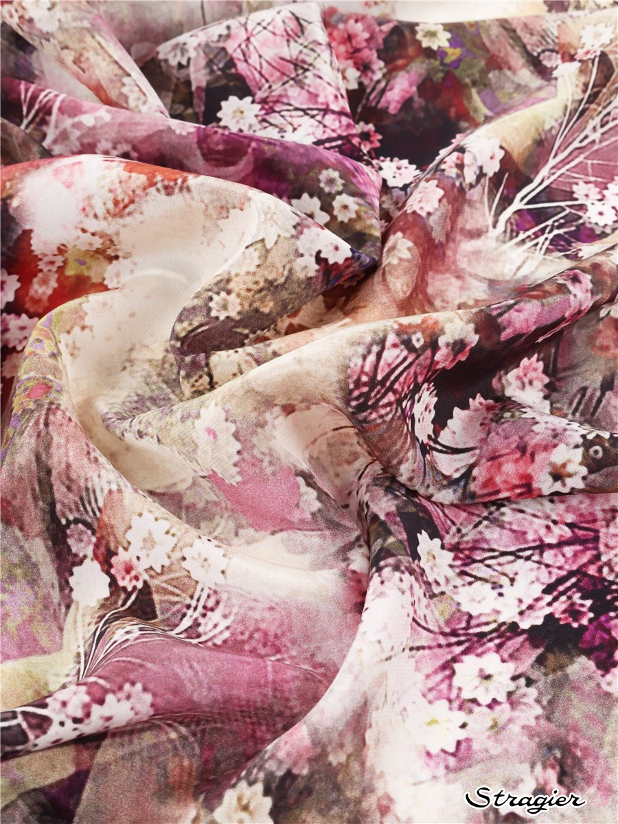 Silk Crepe de Chine - Wildflowers - Orchidée