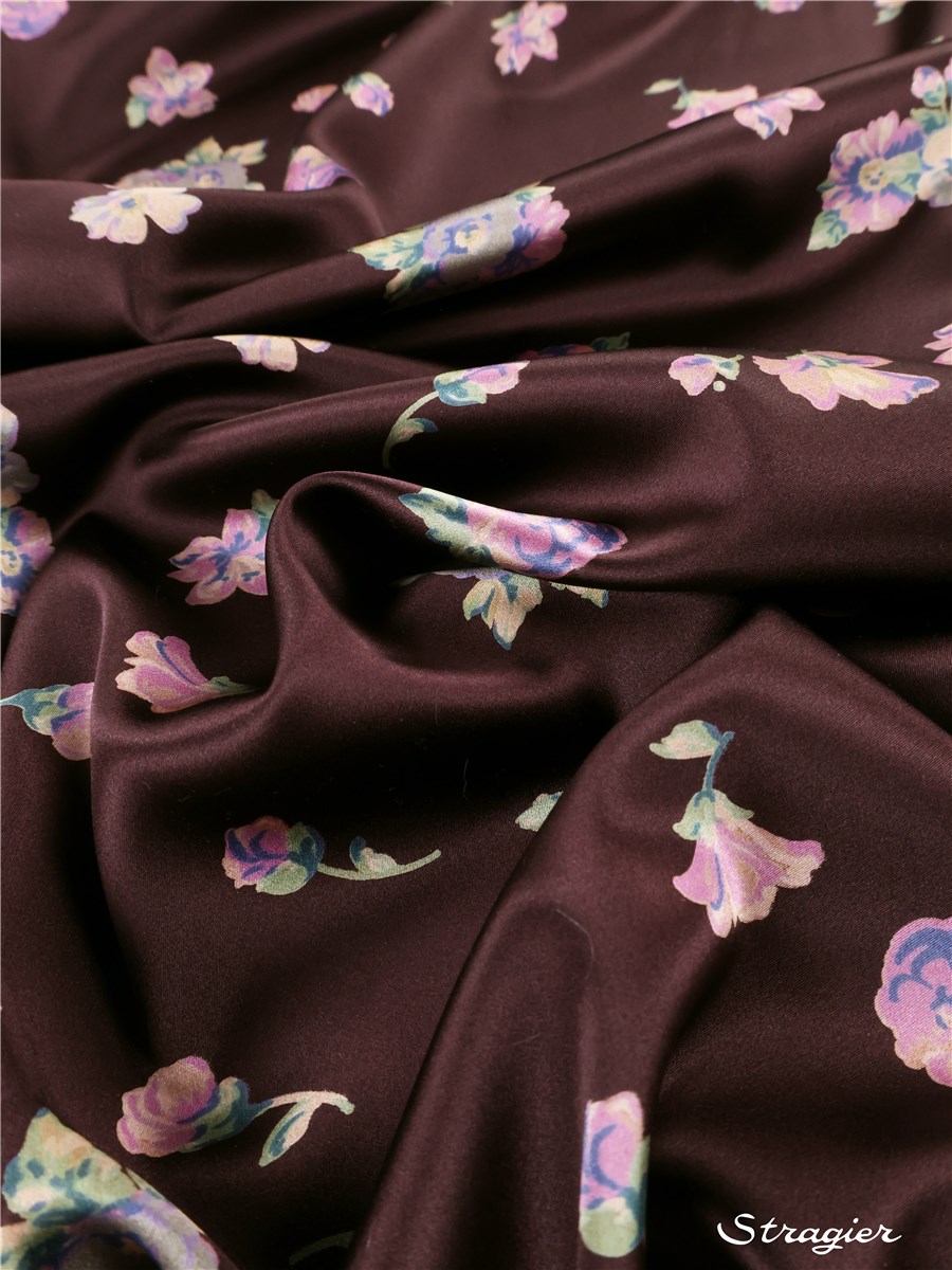 Satin de Soie Stretch - Lucia - Aubergine 
