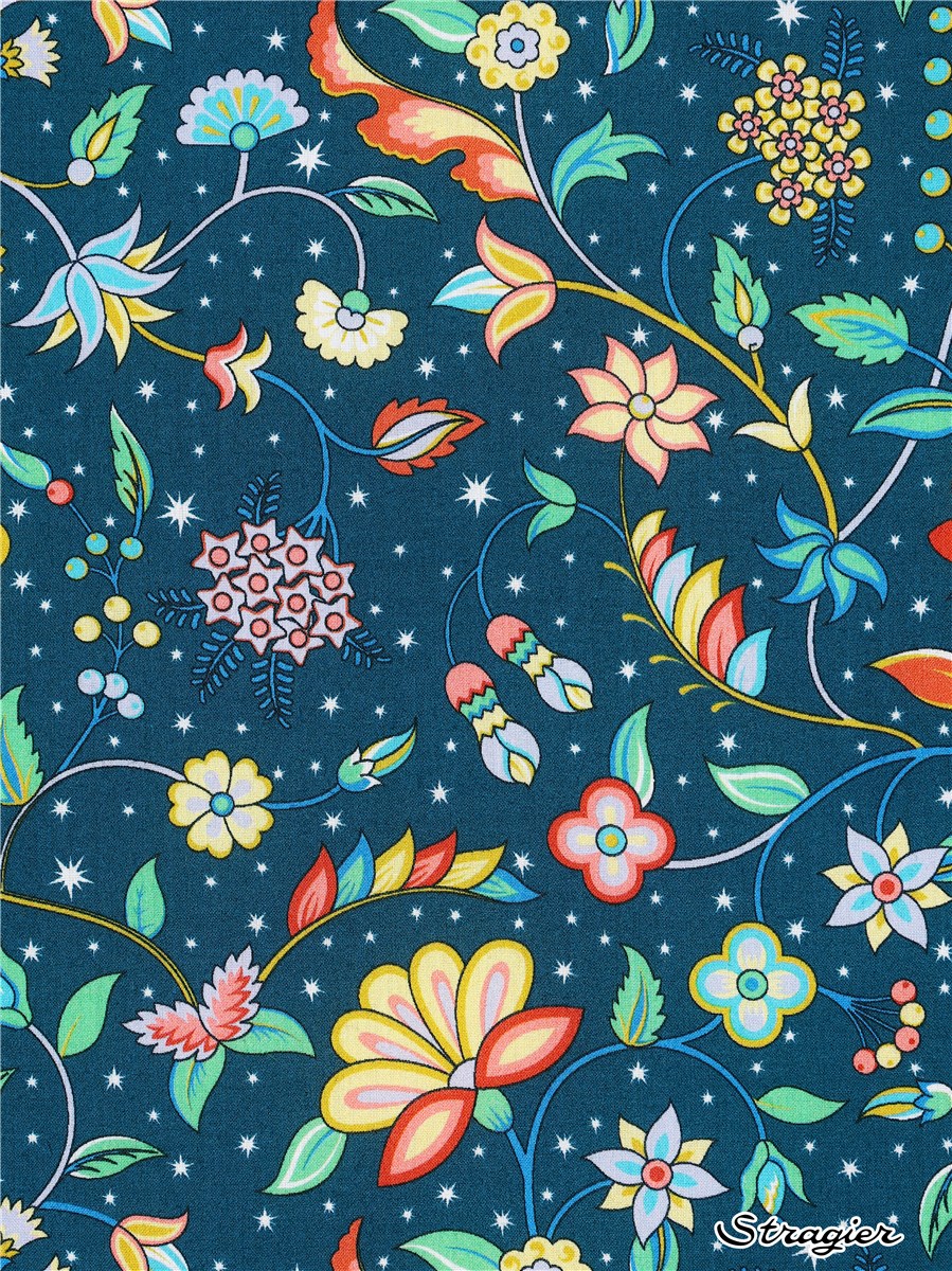 Liberty Tana Lawn - Midnight Vine - Bleu Marine