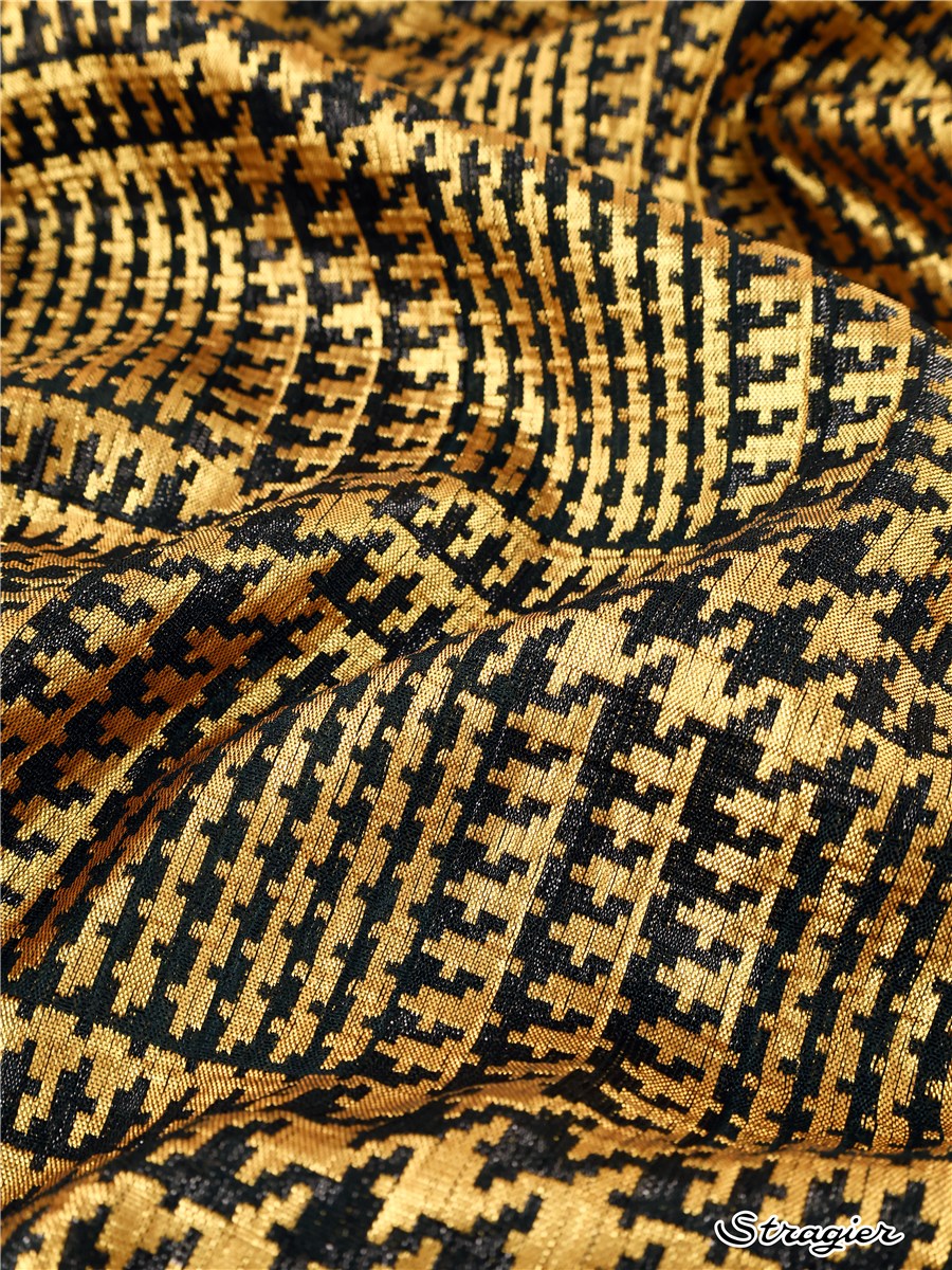 Jacquard lamé lurex - Prince de Galles - Noir et Or 