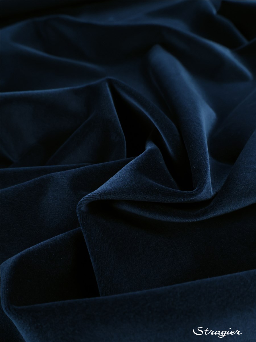 Velvet - smooth - pure Cotton - uni - Marine