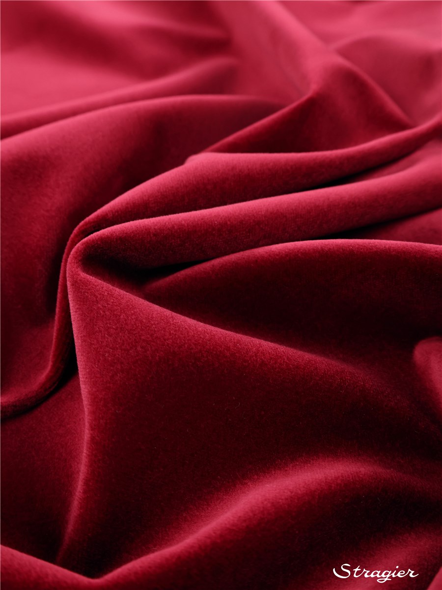Velours Lisse pur coton - uni - Rouge Hermès