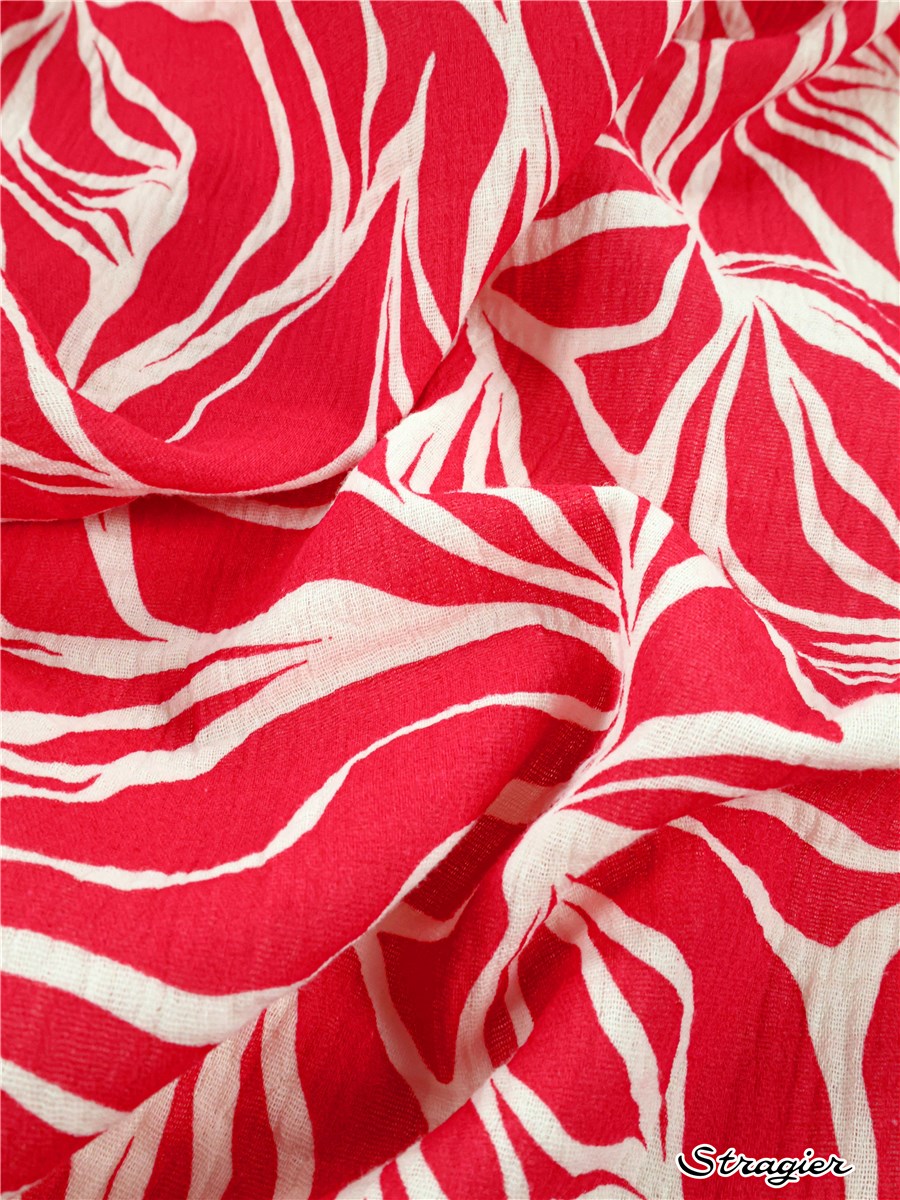 Double Gaze de Coton imprimée - 013628 - Rouge Rubis 
