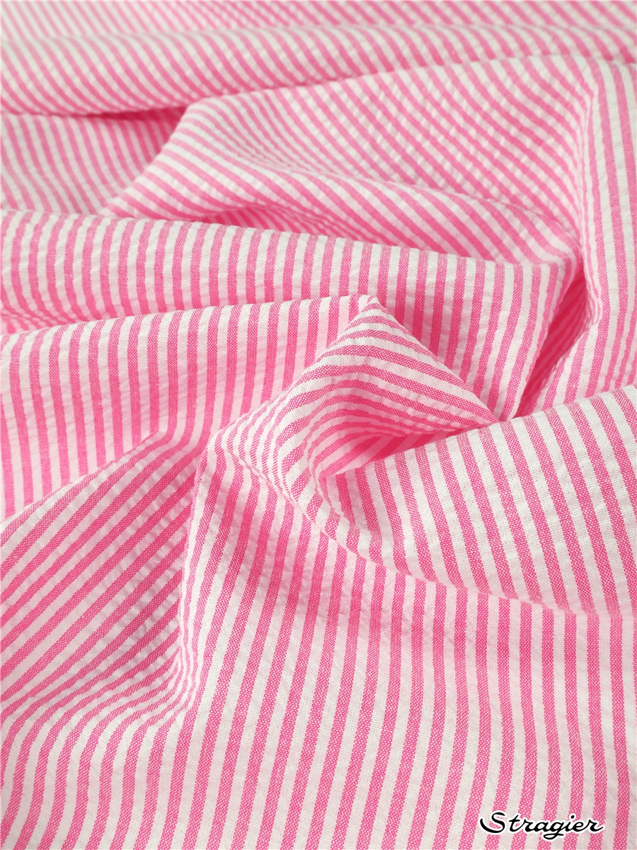 Seersucker - Rayures 1,2mm - Fuchsia 