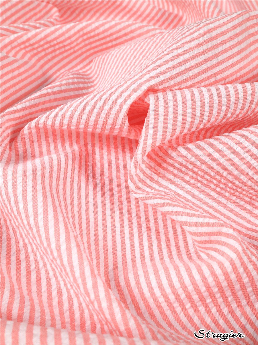 Seersucker - Rayures 1,2mm - Corail 