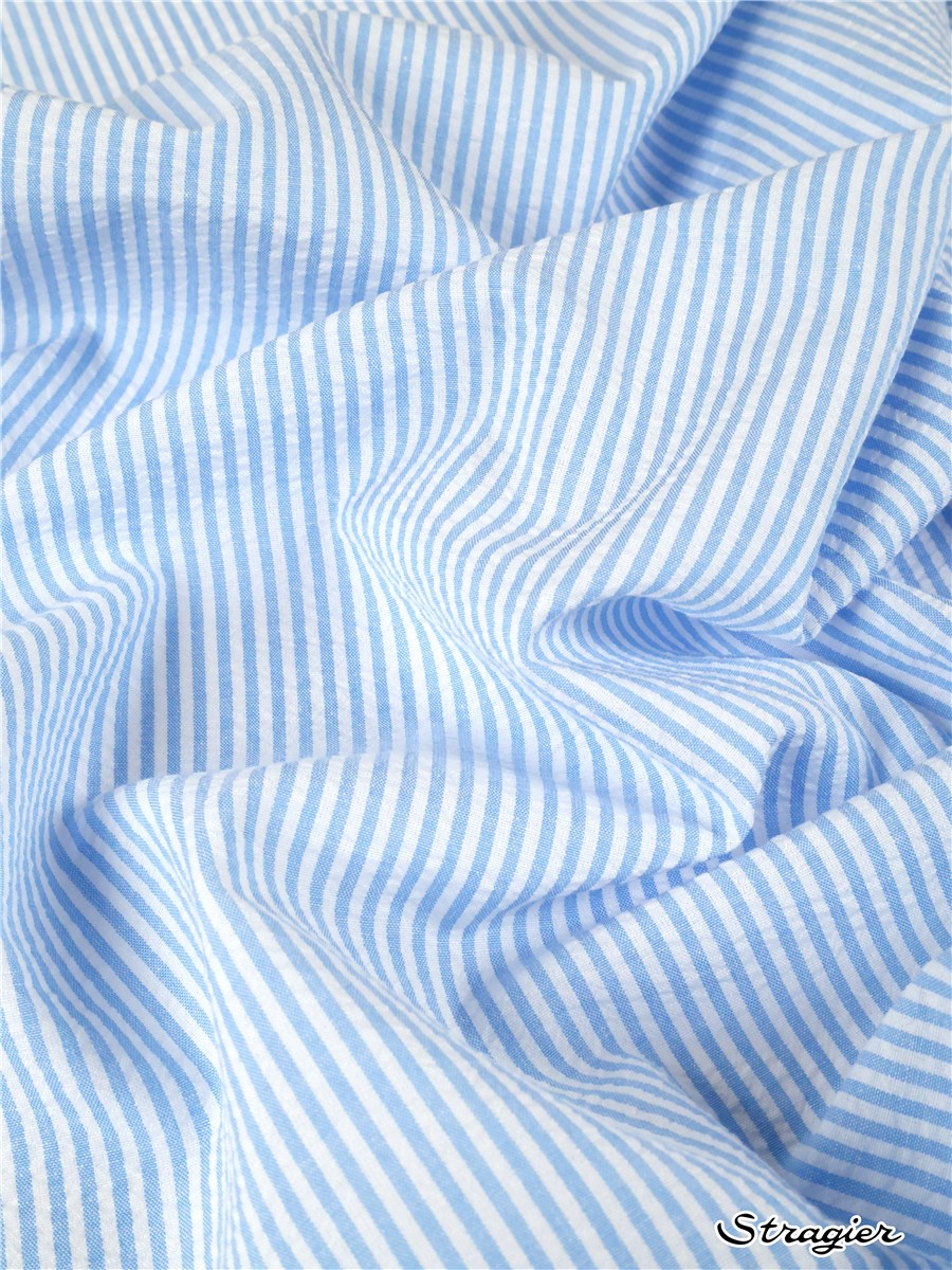 Seersucker - Rayures 1,2mm - Bleu Ciel 