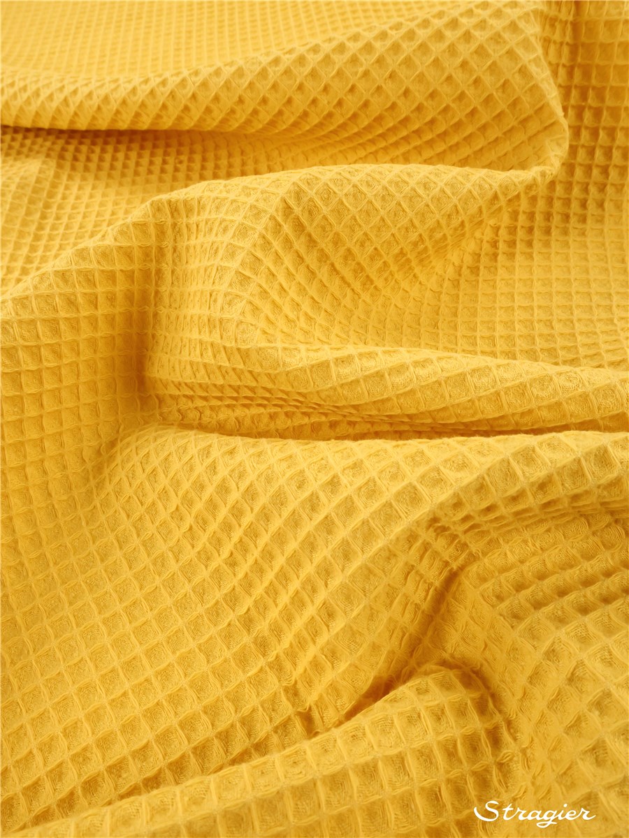 Gaufré Nid d'Abeille pur Coton - 6mm - Uni - Jaune Vif
