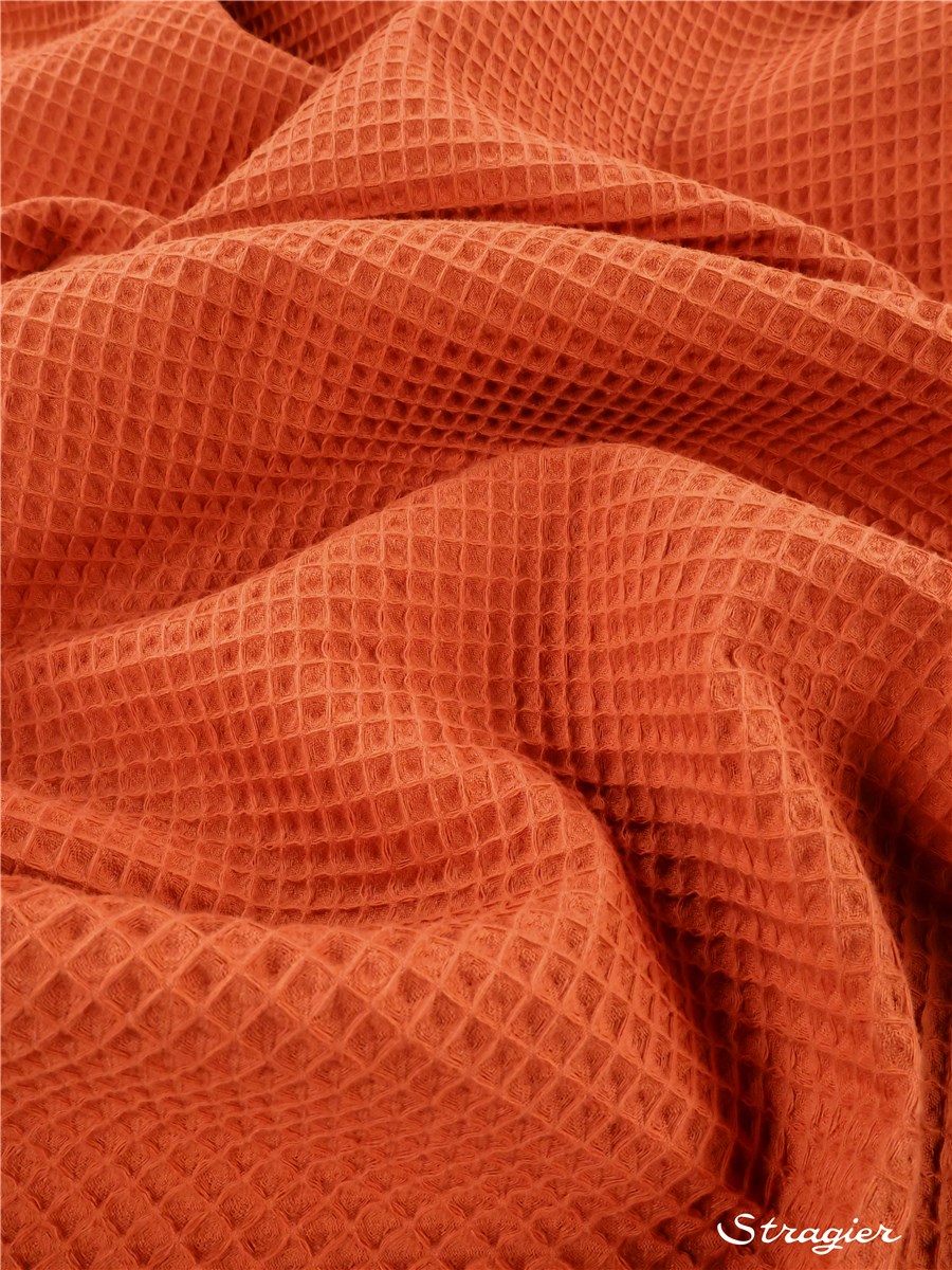 Waffle Piqué - pure Cotton - 6mm - Plain - Orange Paprika