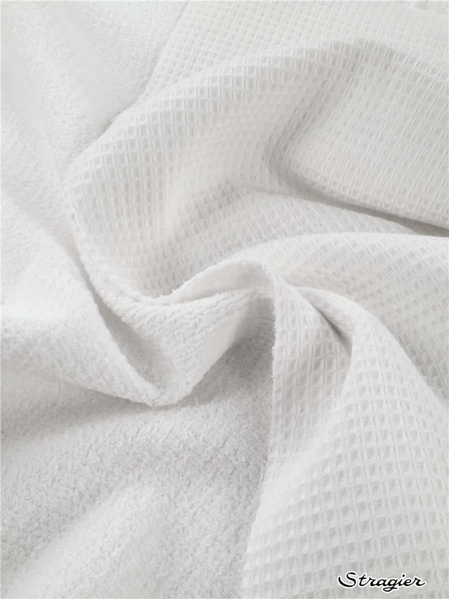 Waffle piqué with terrycloth loops on the back - uni - Blanc