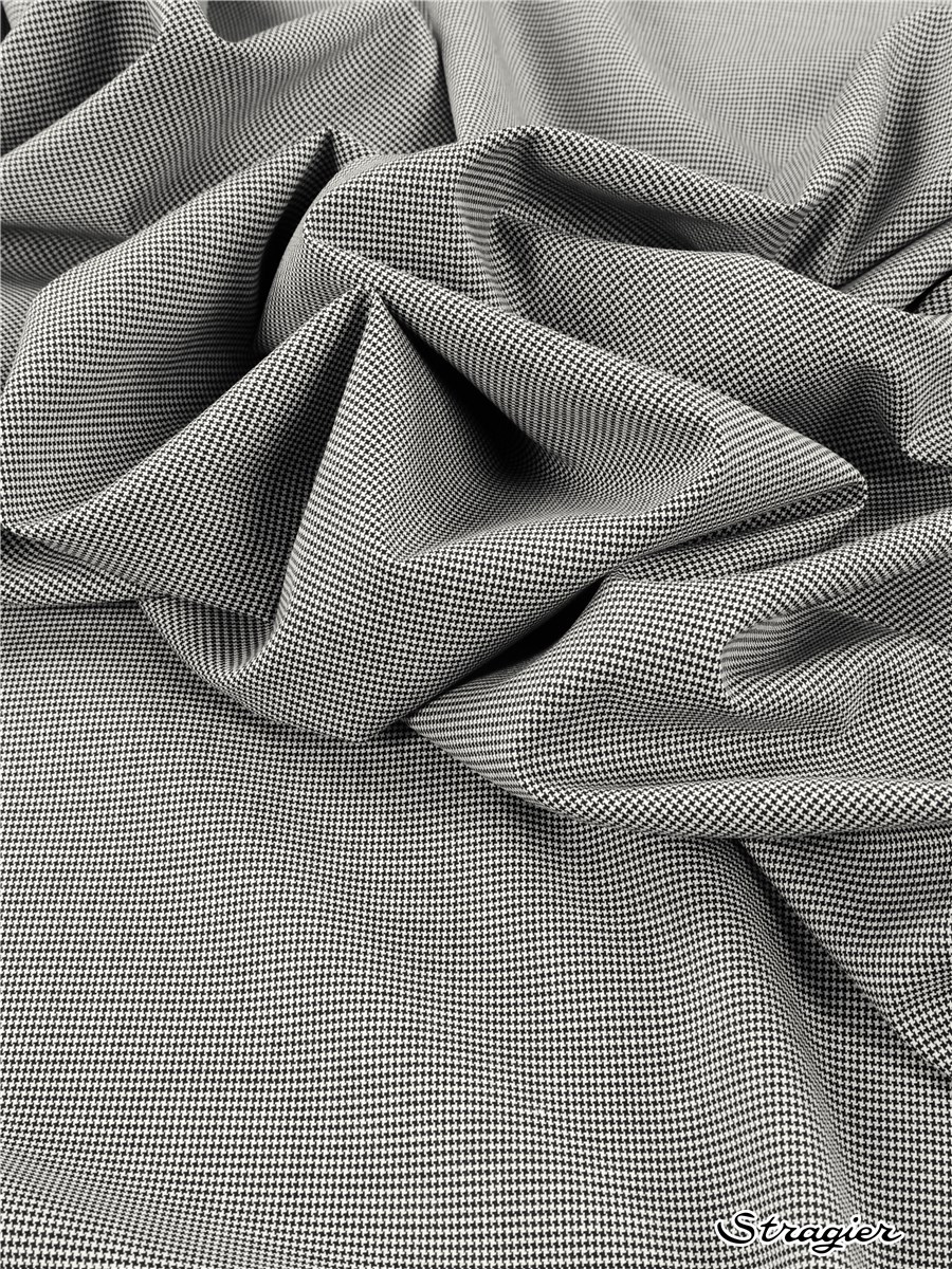 Tissu tailleur sans laine - Pied de Poussin - Noir et Blanc 