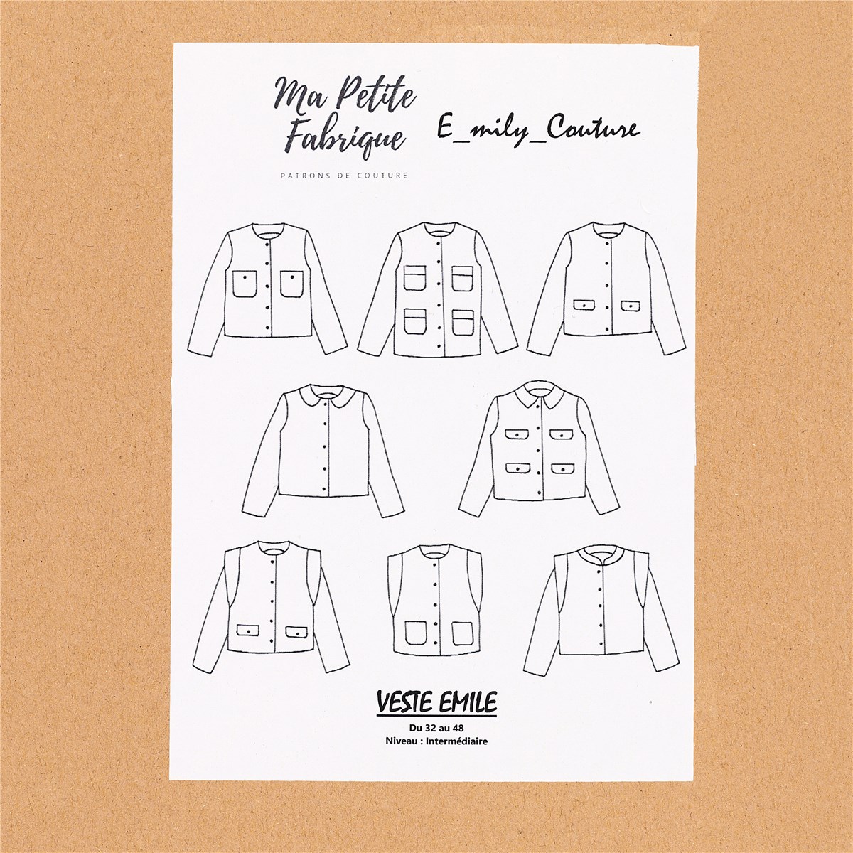 Patron Ma Petite Fabrique - Veste Emile -  - 32-48 