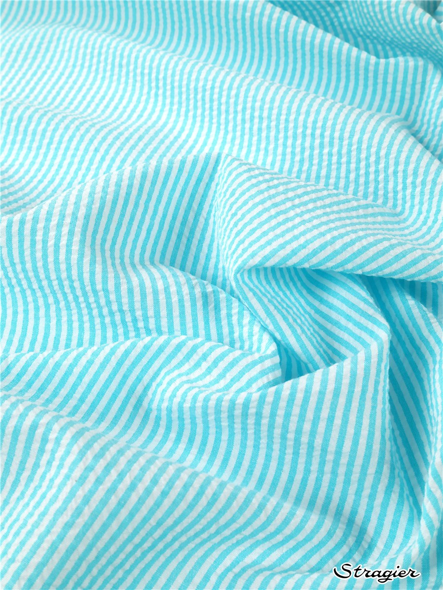 Seersucker - Rayures 1,2mm - Turquoise 
