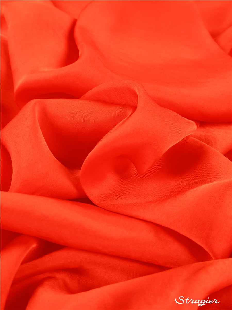 Crêpe Satin lavé - fluide - uni - Orange tonique
