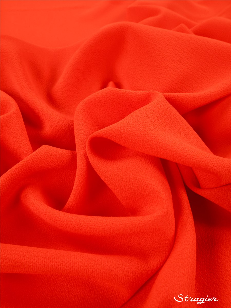 Crêpe léger cloqué - Uni - Orange Corail 