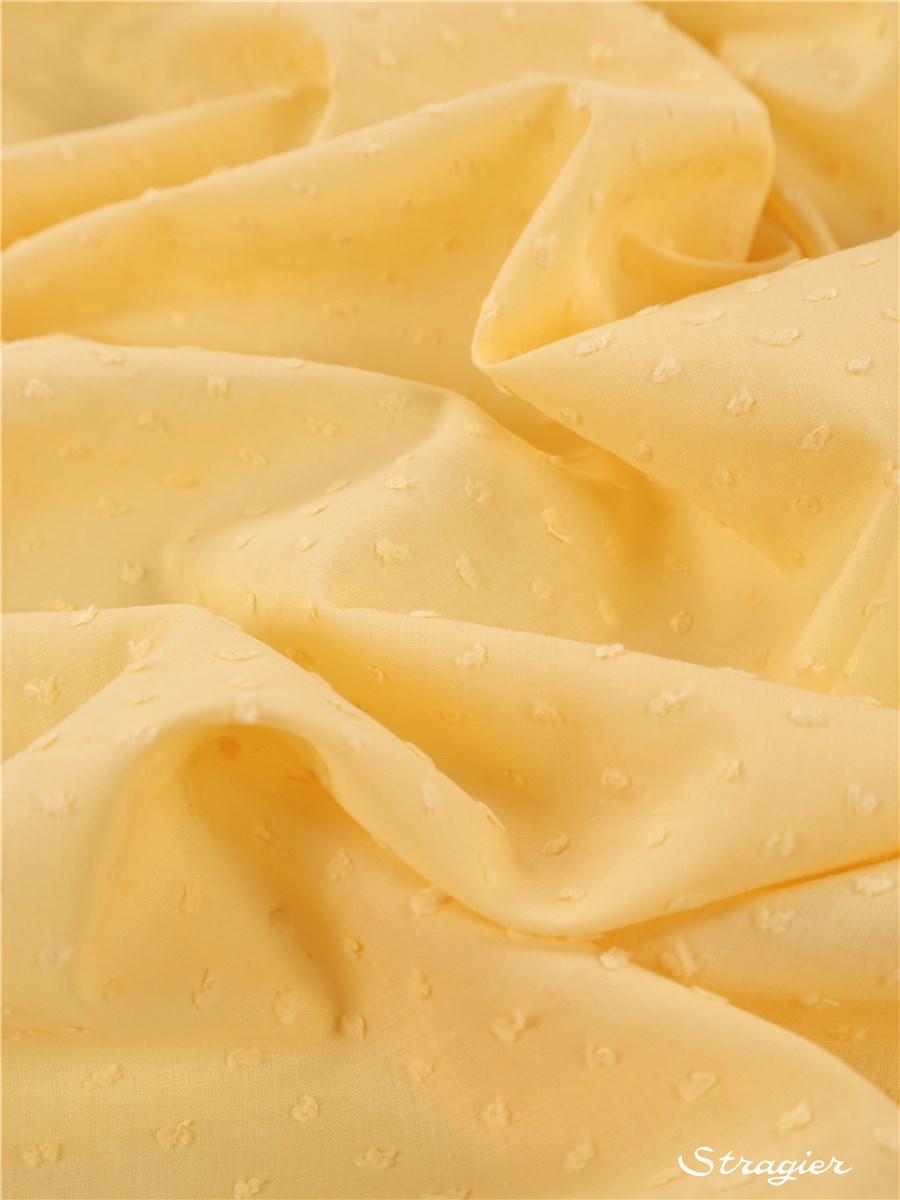 Batiste de Coton Plumetis - Uni - Jaune Pale