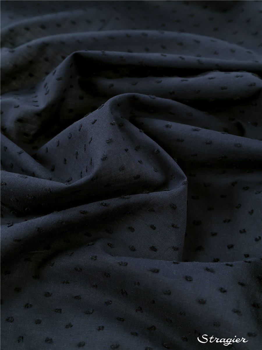 Cotton Batiste - Swiss Dots - Uni - Marine