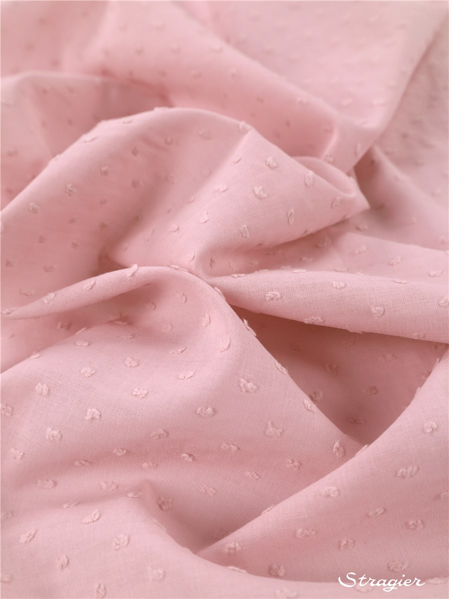 Batiste de Coton Plumetis - Uni - Rose Zéphyr 