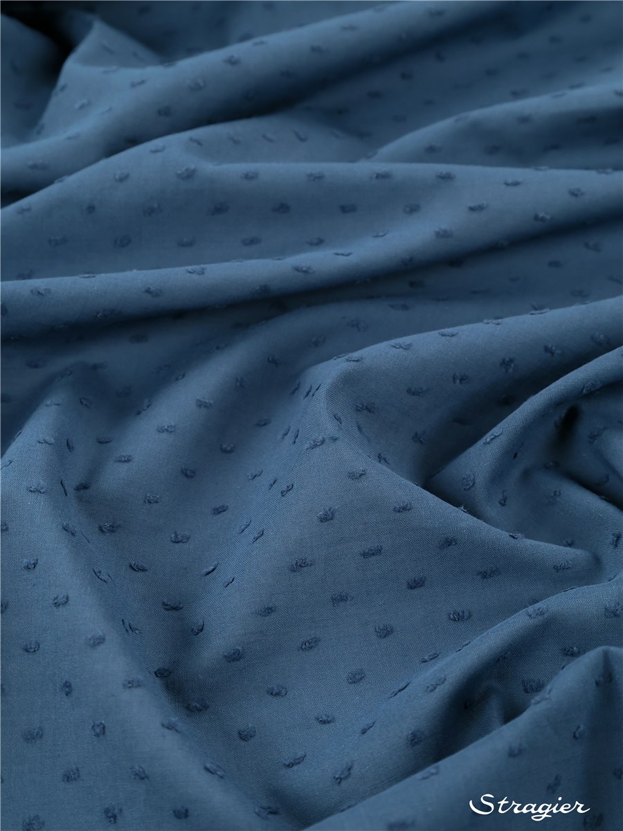 Batiste de Coton Plumetis - Uni - Indigo clair