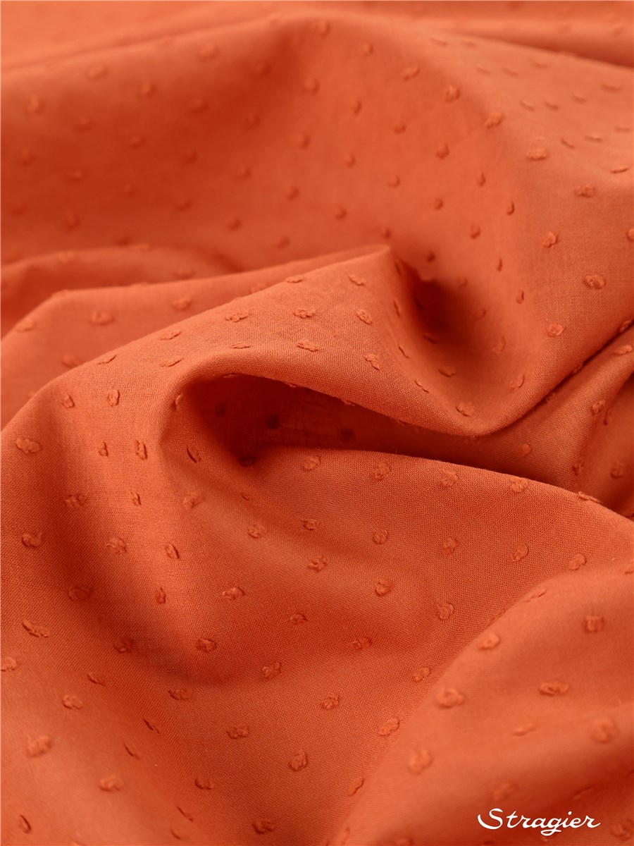Cotton Batiste - Swiss Dots - Uni - Terracotta